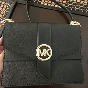 Michael Kors Black Crossbody with Gold Accents